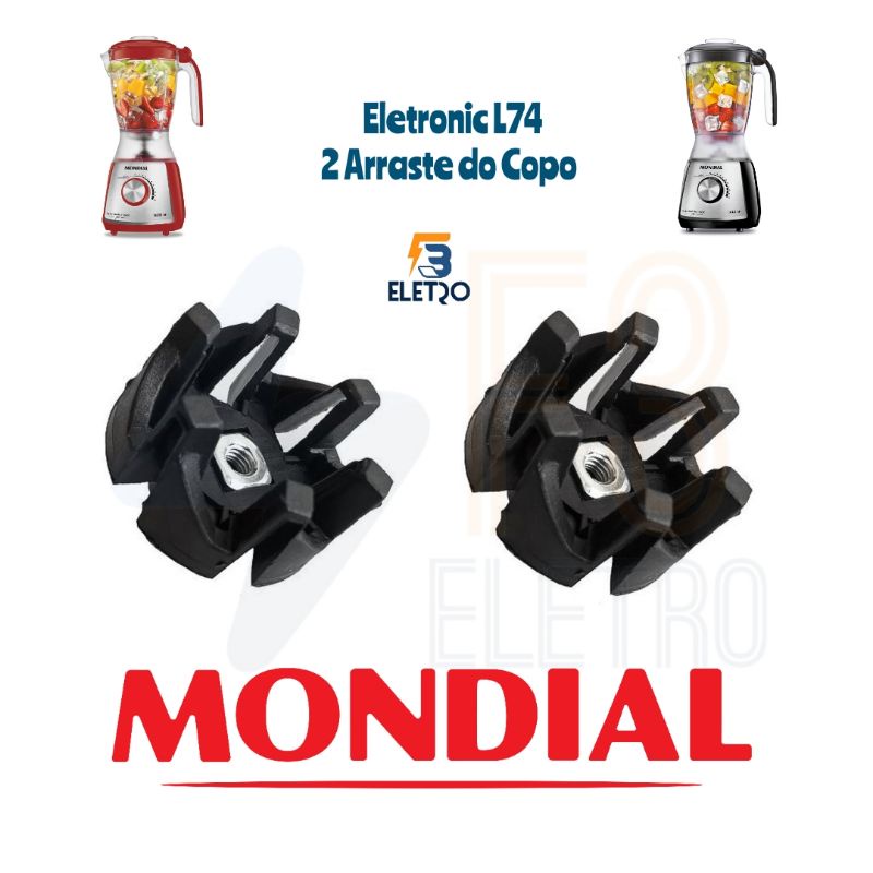 Kit 2 Arraste do Copo Liquidificador Mondial Eletronic L-74 Eletronic L-66 Eletronic L-60