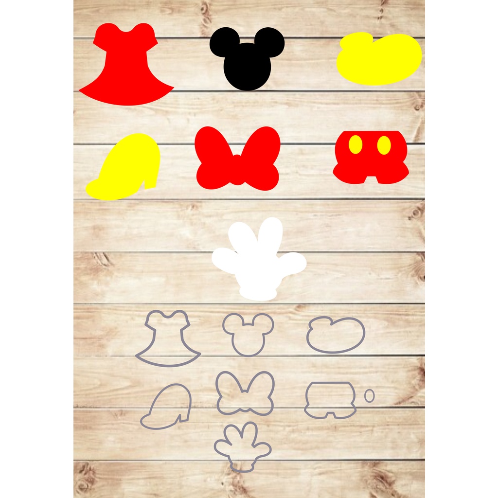Kit 7 cortadores Mickey e Minnie 2 cm Promoção em Oferta na Shopee