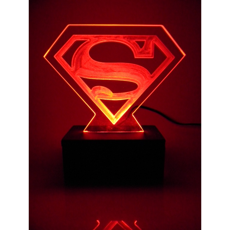 Luminária Abajur led Logo Superman persolanizado