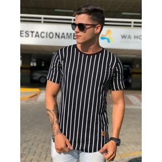 Camisa oversized masculino listrada. camiseta masculina oversized, longline