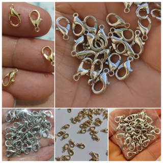 Peças para bijuterias fecho lagosta prateado e dourado 100% ferro. em Oferta na Shopee