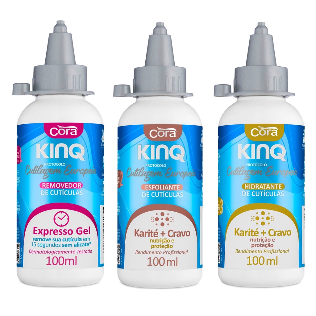Kit Cutilagem Europeia Kinq Removedor, Esfoliante e Hidratante - Cora ...