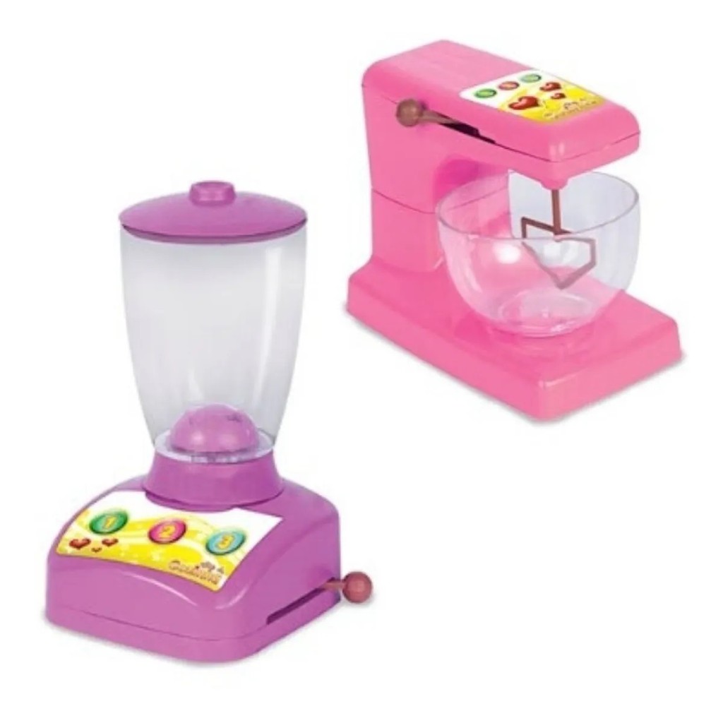 Kit Cozinha Infantil Brinquedo Acessório Liquidificador + Batedeira