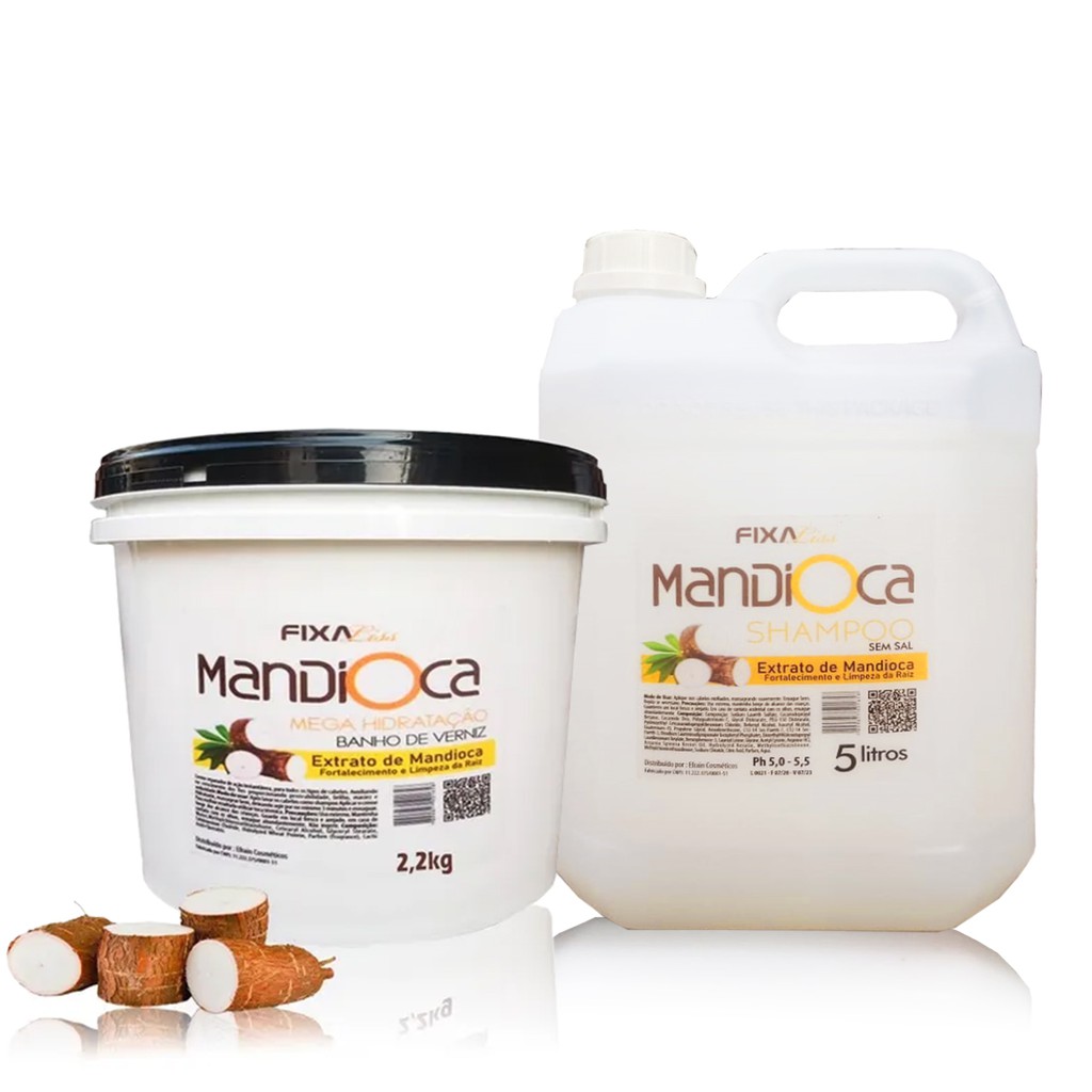 kit mascara de hidratação CAPILAR mandioca 2,2kg e shampoo mandioca 5 litros galão
