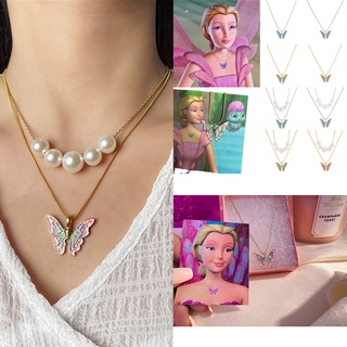 Colar Com Pingente De Borboleta Barbie Ouro 18K/Acessórios Para Mulher/Presente