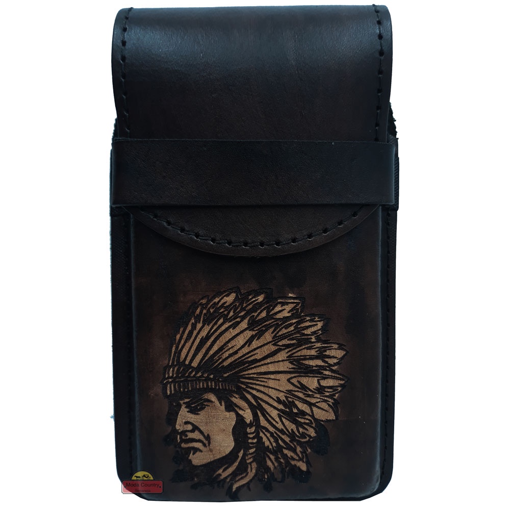 Capinha de Celular Rústica Resistente Case Anti-Impacto Para Smartphone de Bainha de Couro Legítimo