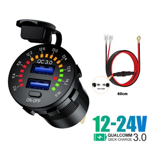 12 V Carga Rápida USB 3.0 Tipo C PD 18 W Saída Carregador Rápido Com LED Voltímetro De Carro À Prova D