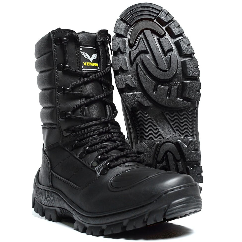 Bota Coturno Masculino Tático Militar Zíper Lateral Solado Costurado ...