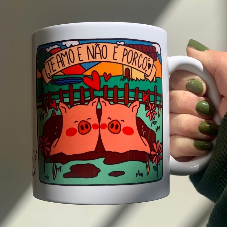 Caneca Te Amo e Não É Porco