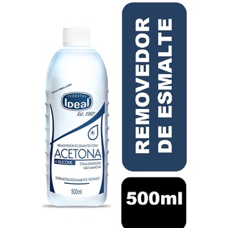 Acetona Ideal com Silicone 500ml Remove o Esmalte e Não deixa as unhas brancas