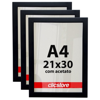 Kit 3 Molduras Quadro Acetato A4 21x30 Retrato Foto Diploma em Oferta na Shopee