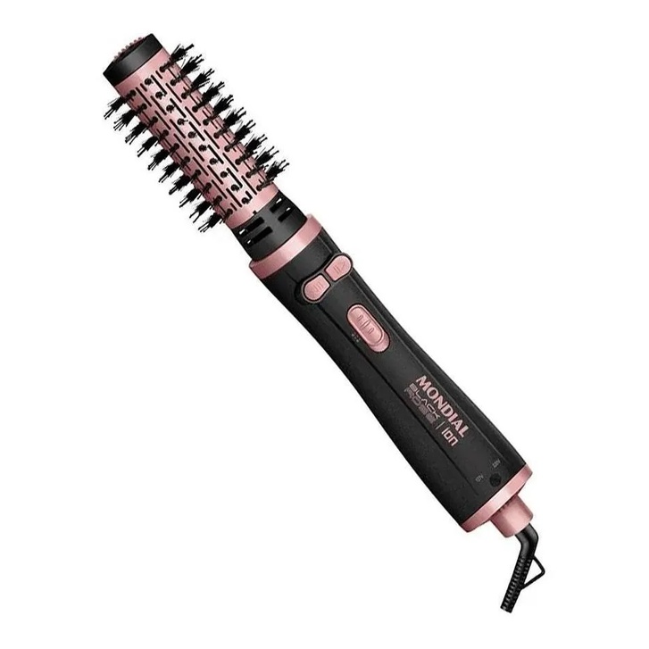 Escova Rotativa Mondial 1200w Black Rose Bivolt Erb-01 Seca e Modela Bivolt