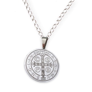 Corrente Pingente Medalha de São Bento Aço Inox