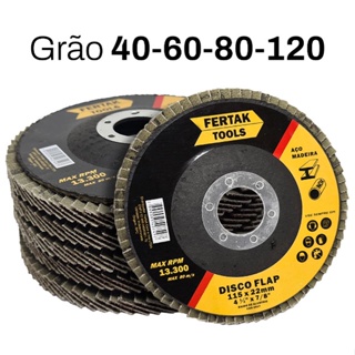 Disco Flap  4´´ POLEGADAS  grão 40-60-80-120 Flap disc lixa para madeira e ferro VALOR UNITARIO em Oferta na Shopee