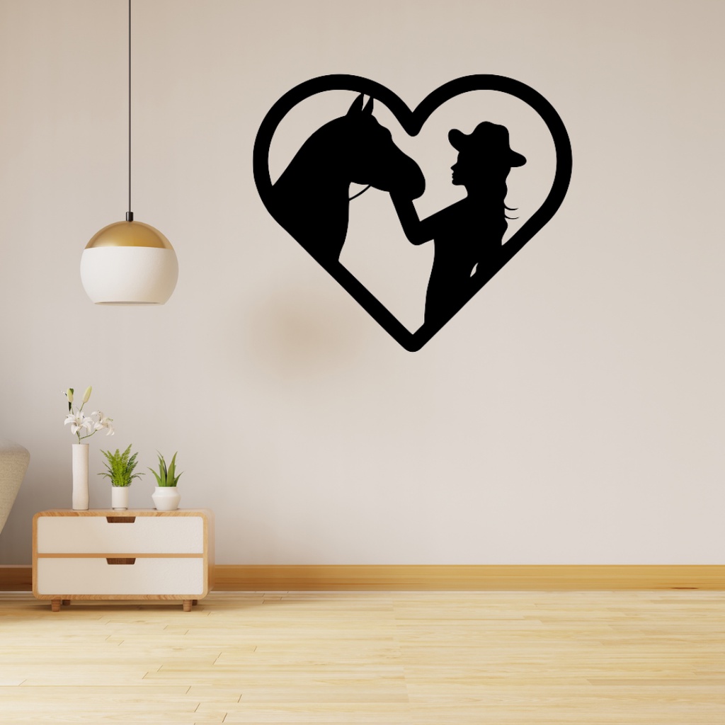Quadro Decorativo Aplique De Parede Vazado Amor Por Cavalos Égua Mdf 3mm