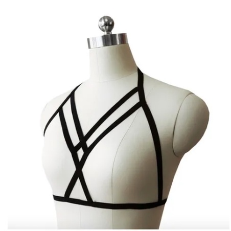 Strappy Harness Elástico Top Sensual Sutiã De Tiras Choker Arreio