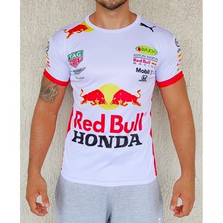 Camisa/Camiseta Red Bull Branca Formula 1 Dryfit Personalizada