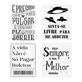 Stencil Frases Com 4 Moldes Tamanho A4 Para Pintura em Oferta na Shopee