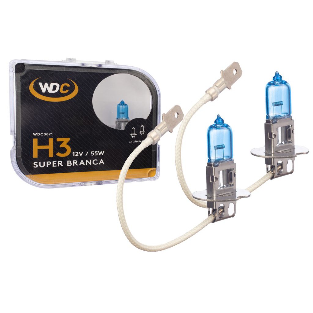 PAR LÂMPADA SUPER BRANCA UNIVERSAL H3 55W 12V em Oferta na Shopee