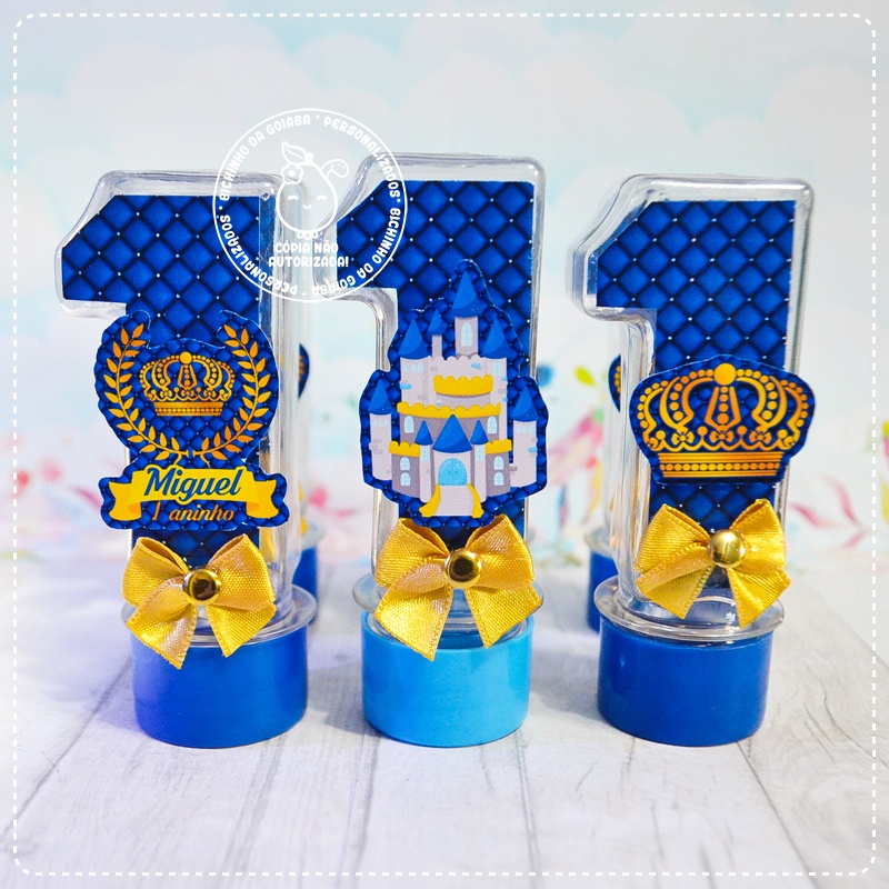 Tubete Pequeno Numero Personalizado Scrap Lembrancinha Festa Realeza Principe Coroa em Oferta na Shopee