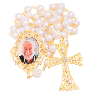 Terço Noiva Personalizado Com Foto Cruz Folheado A Ouro 18k