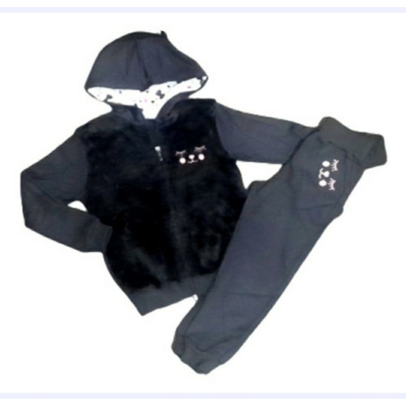 Conjunto Inverno Infantil Meninas Peluciado Quentinho Com Capuz Blogueirinha Estilosa