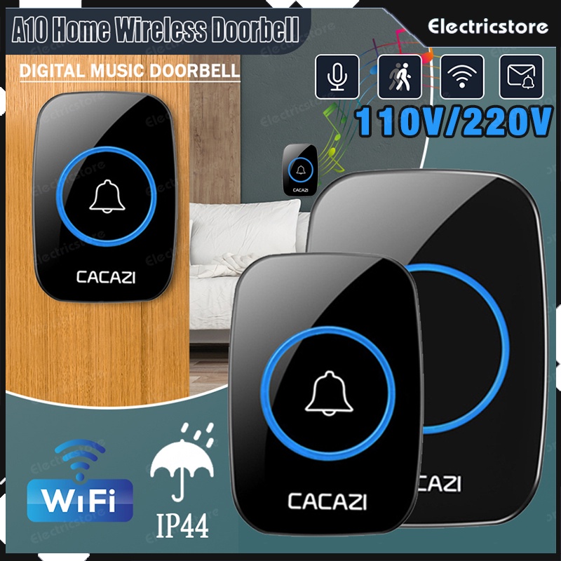 Cacazi Campainha De Porta À Prova D 'água Sem Fio Alcance 300m / Tomada Ue / Us / Música / Casa / Modelo Chime Bivolt 110v 220v