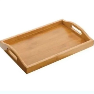 Bandeja De Bambu Retangular Alça Arredondada 40cm x 30cm - Envio Já