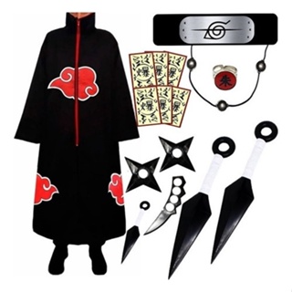 Naruto Roupa Akatsuki Infantil + Kit Ninja Itachi Premium em Oferta na Shopee
