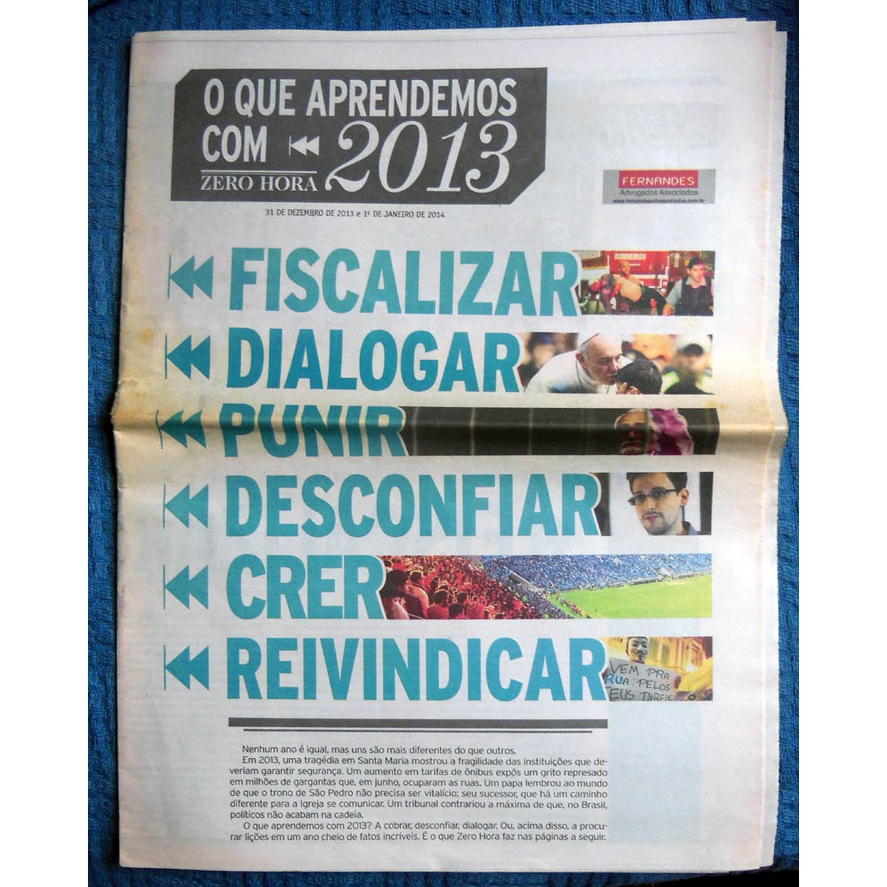 Jornal Zero Hora Retrospectiva 2013 Anitta Neymar Mandela