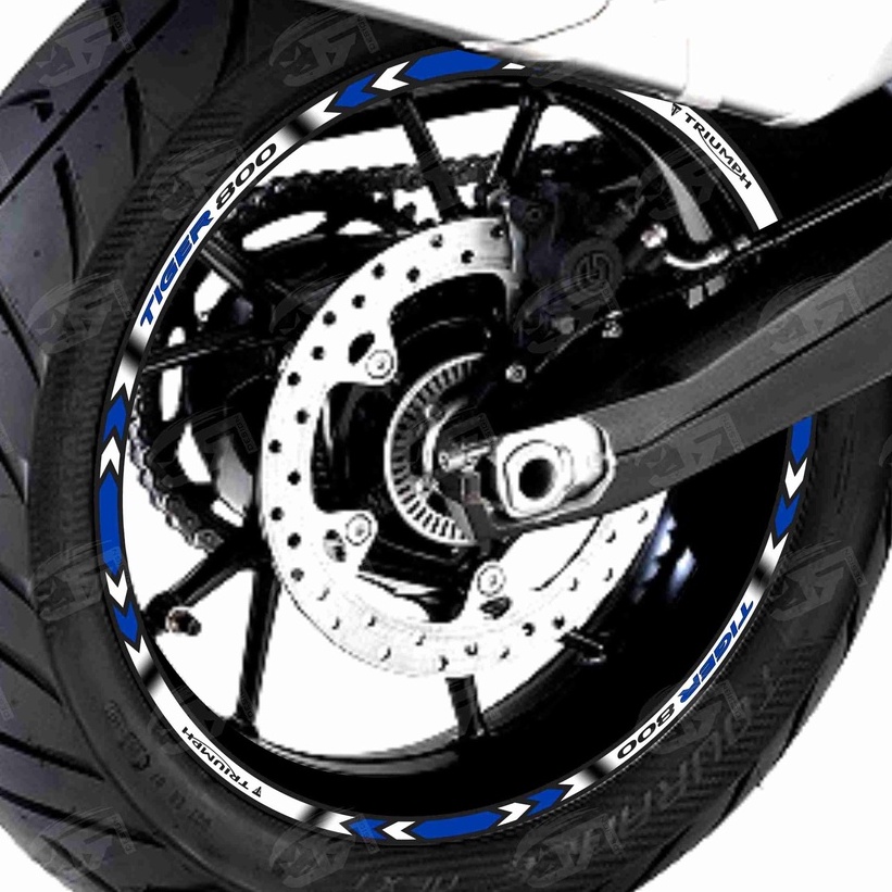 Adesivo Friso Refletivo Roda Moto Triumph Tiger 800 XR XRX XRT Tiger 800 XC XCX XCA  M01 azul branco