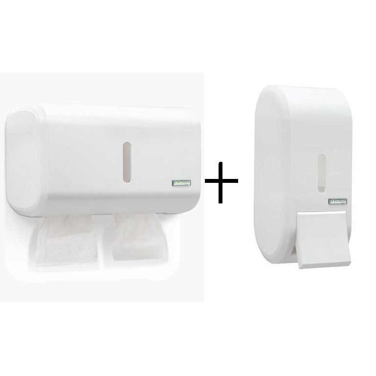 Combo Saboneteira + Papeleira Compacta Premisse Urban Branca