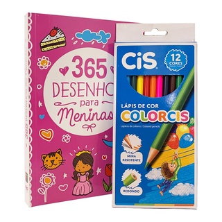 365 Desenhos Para Meninas + Lapis De Cor 12 Cores