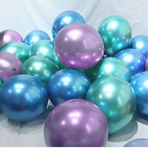 Balões Azul Roxo Verde Metalizados Platino - 25 unidades Sereia em Oferta na Shopee