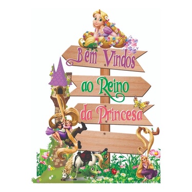 1  Display Chão Placa Indicativa Rapunzel 70cm ENVIAR O NOME NO ATO DA COMPRA SE NÃO IRÁ SEM NOME!