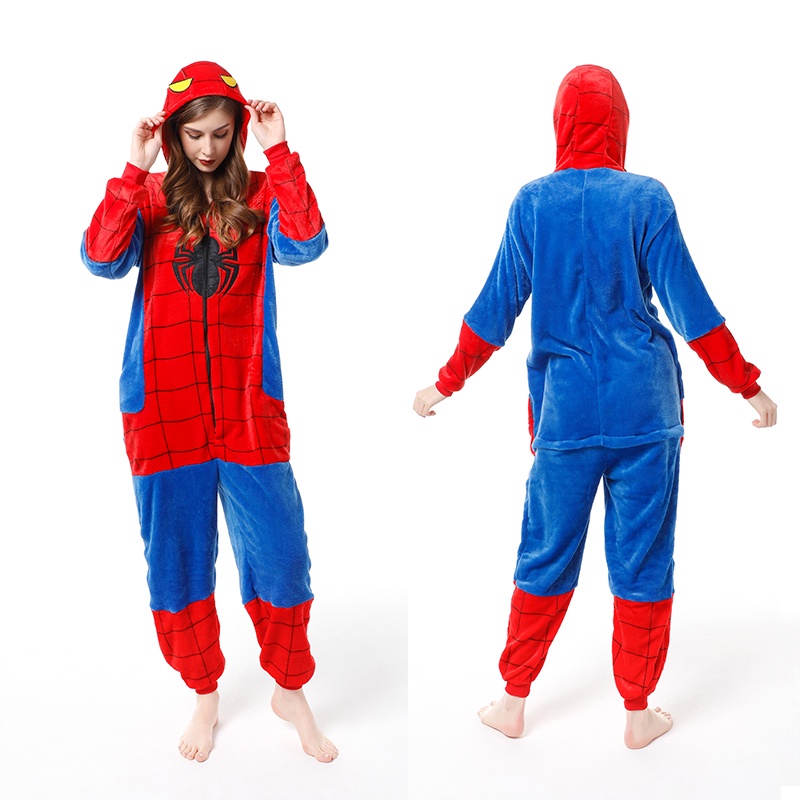 Unisex Anime Onesies Mulheres Homens Spiderman One Piece Macacões Ponto Cosplay Costumes K...