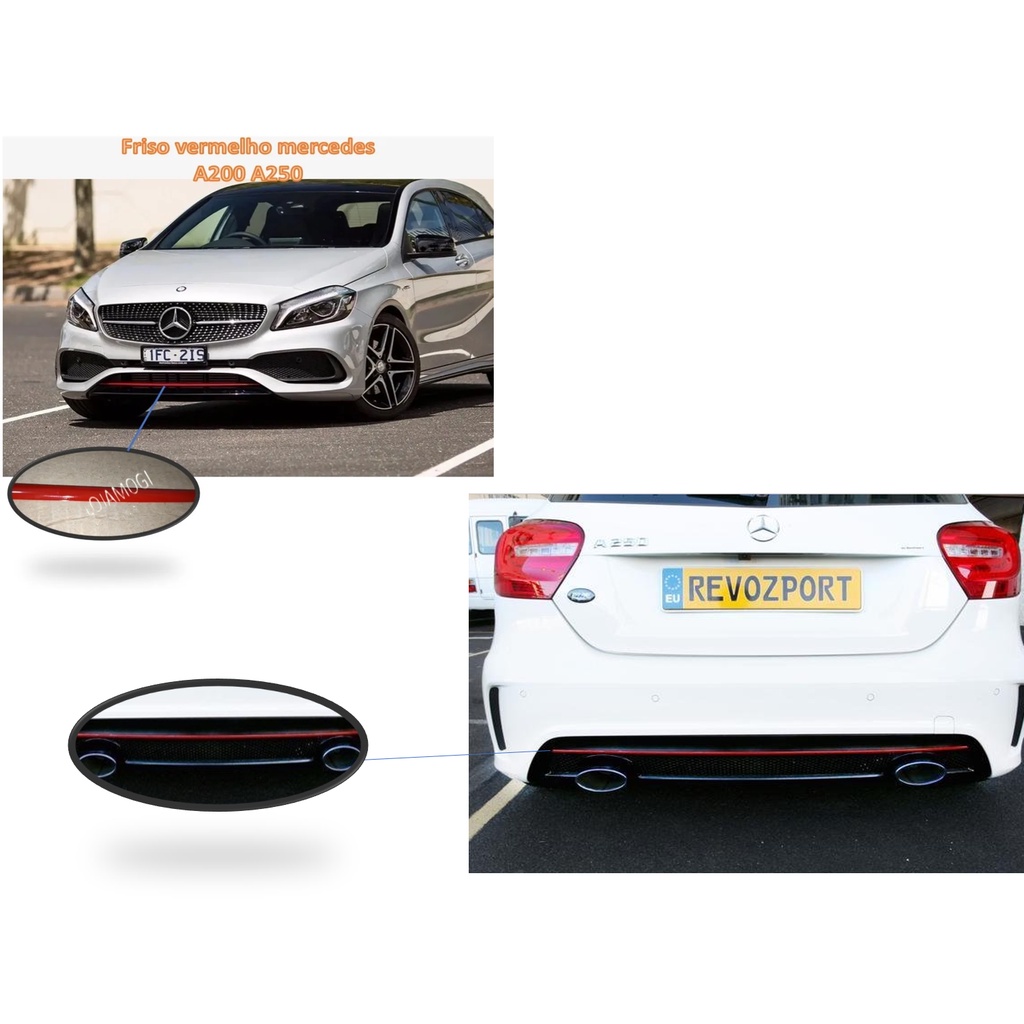 Friso Aplique Vermelho Sport Mercedes A200 A250 Parachoques