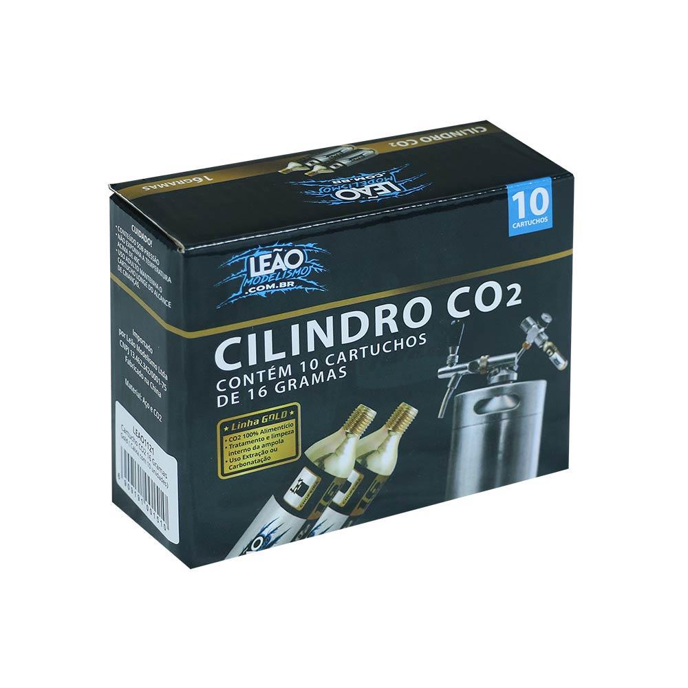 Caixa 10 Cilindros Co2 Leão Modelismo Chopp Alimentício Rosca 3/8 16g (cada) — imagem 2 de 2