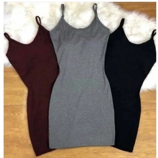 Vestido De Alcinha Fina De Malha Canelada Para Festas Ou Dia-a-dia Envio Mais Rápido em Oferta na Shopee