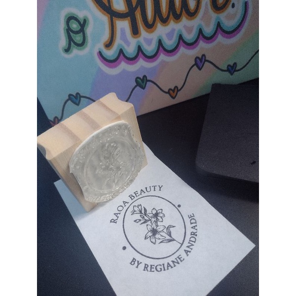 Carimbo de madeira 6x4 cm