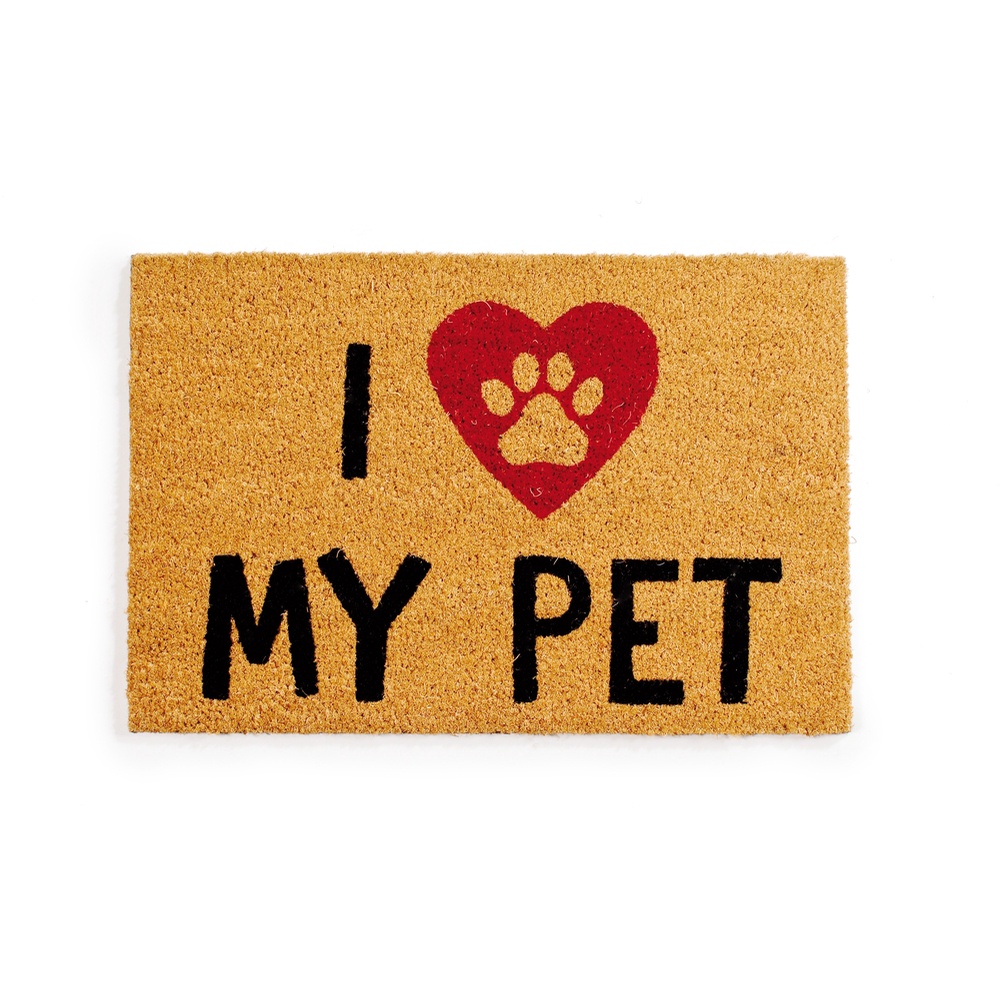 Tapete Capacho I Love My Pet 40x60cm - Natal Pet Mania - Ref 1595146 Cromus