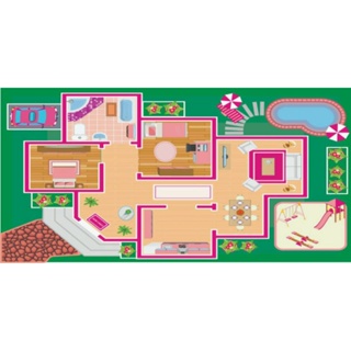 Tapete infantil 120x60 casinha barbie, poly impresso em lona digital em Oferta na Shopee