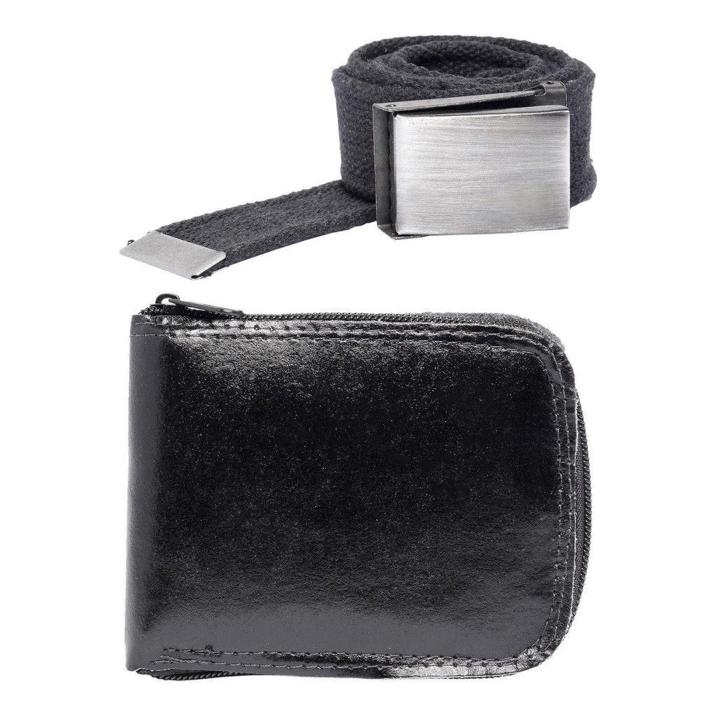 Kit Carteira Masculina de Zíper em Couro Bovino e Cinto Oferta Top 10 Calçados!