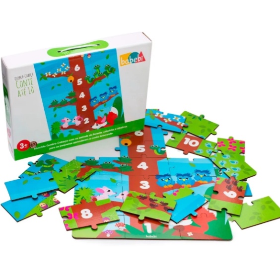 Jogo Quebra Cabeça Infantil Conte Até 10 Babebi 30 Peças  MDF Aprendizagem Diversão Babebi Ref:6060