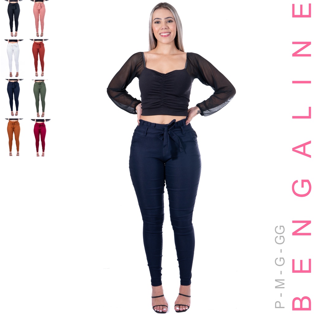 Calça Clochard Feminina Bengaline Com Laço Sem Zíper - Várias Cores ModaDudis