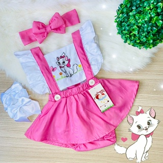 Jardineira Saia Gatinha Marie + Faixinha de Cabelo em Oferta na Shopee