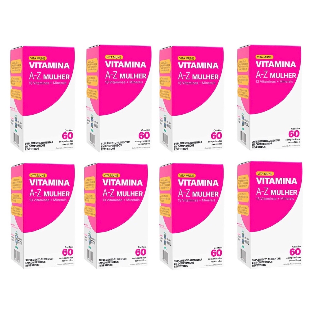 Kit 8 Vita Mune Mulher A-Z 60 Comprimidos Suplemento De Vitaminas ...