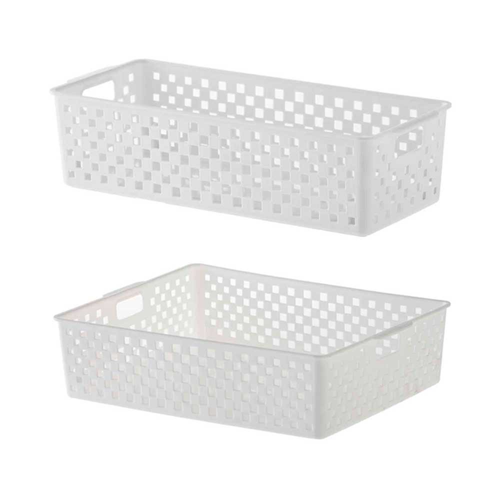 Kit 2 cestos organizadores multiuso lavanderia armário banheiro lavabo closet gaveta quarto infantil escritório despensa cozinha alimento geladeira