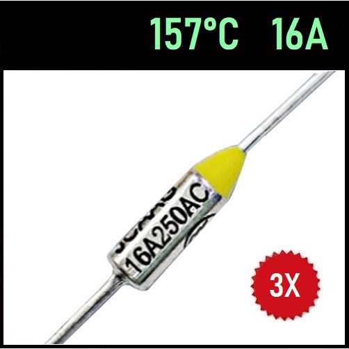 3 Fusível Térmico 16A TF157°C 157C 157°C 157 Graus 250V