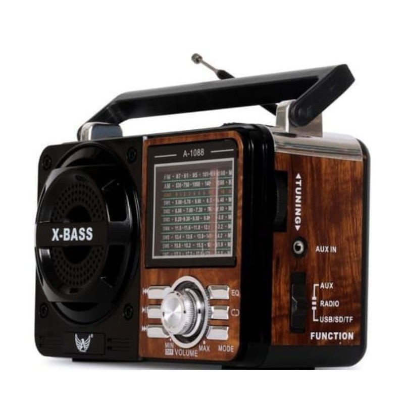 Rádio Retrô Vintage c/ lanterna Portátil Mp3 Usb Cartão Sd Pen Drive Am Fm Sw A-1088 108 616